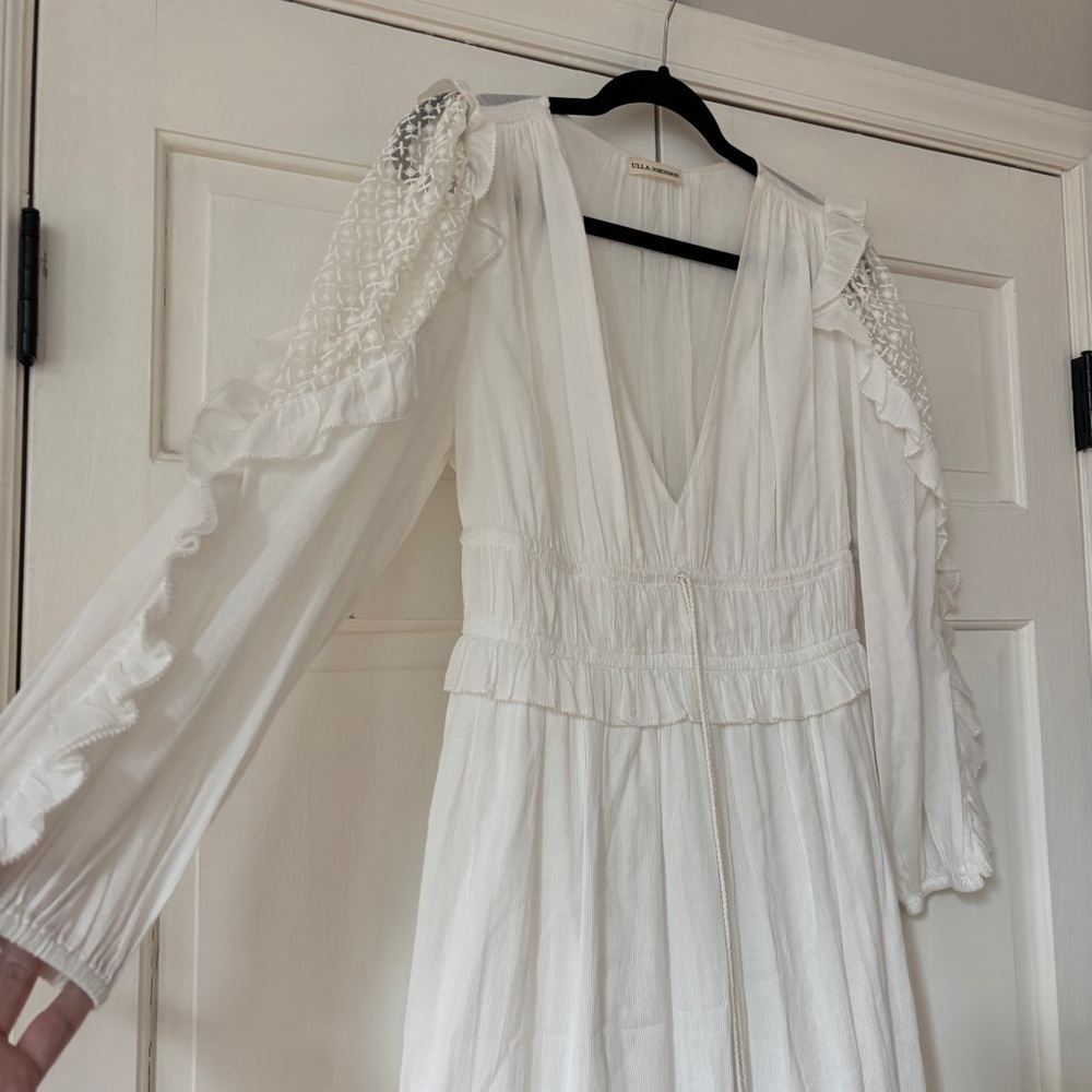 Ulla Johnson Sheila Dress White Lace Sleeve Embroider Midi Revolve Size 8 Medium - Picture 4 of 16